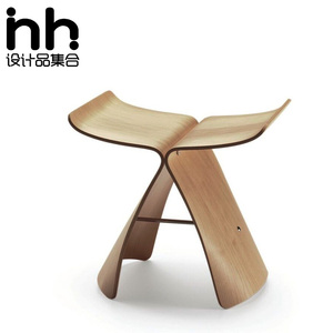 北欧日式弯曲木蝴蝶凳中古风设计师凳子 休闲时尚创意床头桌边几