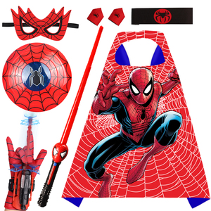 蜘蛛侠面具儿童头套正版面罩发光盾牌玩具披风衣服发射器武器cos