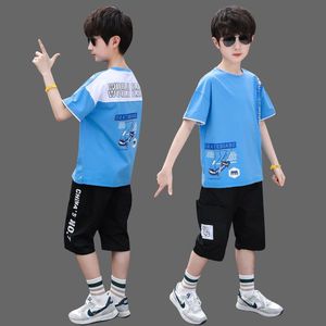 巴拉巴柆韩系男童套装帅气新款夏季儿童装6到8岁运动短袖13岁男装