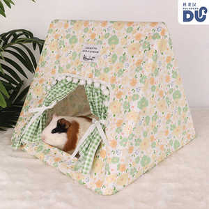宠物三角帐篷荷兰猪专用躲避屋龙猫兔子窝高颜值印花棉布门帘睡床