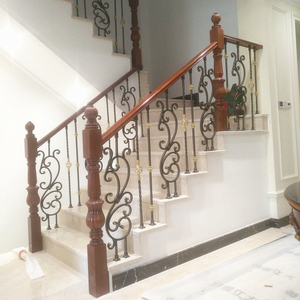 楼梯扶手护栏实木红橡木别墅室内新中式栏杆欧式轻奢铁艺阳台定制