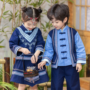 男女童广西壮族三月三中大童少数名族儿童服装壮族侗族傣舞蹈童装