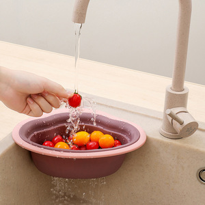 厨房撞色水槽沥水篮吸盘固定洗水果蔬菜篮沥水架水槽角落置物架