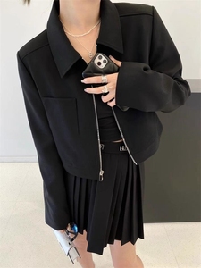 黑色西装夹克女短款2024年春秋季韩版休闲小个子高级感小西服外套