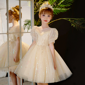 女童连衣裙夏季花童婚礼小女孩洋气儿童礼服六一公主裙钢琴演出服