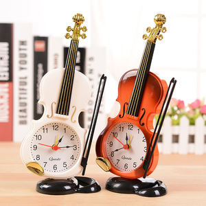小提琴摆件闹钟时钟乐器模型周边创意儿童书桌摆件装饰品学生礼物