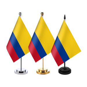 哥伦比亚 国旗 办公室桌旗座桌面旗帜摆件室内单杆旗架会议室装饰