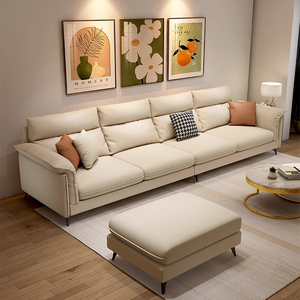 意式极简科技布艺沙发客厅简约现代轻奢小户型家用直排双人三人位
