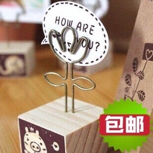 韩国复古做旧铁艺木质造型留言座便签备忘照片夹子ZAKKA杂货摆设
