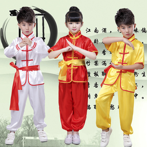 儿童武术服表演服长短袖少儿中国功夫练功服男女童少林英雄演出服