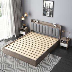床现代简约1.8米双人床实木铺板1.5m出租房床经济型单人公寓床架