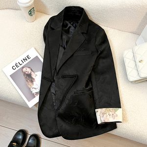 LILY官方旗舰店黑色新中式西装外套女时尚气质女神范设计感炸街西