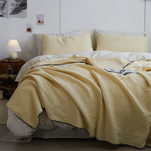 3D蜂窝~华夫格丨春秋薄款纯棉毯子 简约床上用休闲盖毯 午睡毛毯