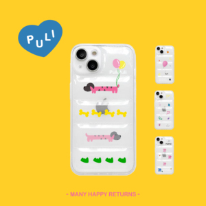 【缤纷周末】PuliPuliPuli透明羽绒服手机壳小众原创设计全包防摔腊肠狗卡通可爱个性苹果iphone14promax水钻