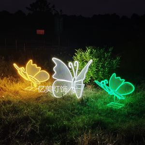 led发光蝴蝶造型灯户外防水广场公园灯光节日景观亮化草坪装饰灯