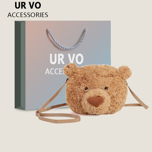 URVO小熊包2023年新品巴塞罗熊包包毛绒毛毛包玩偶娃娃背包斜挎包