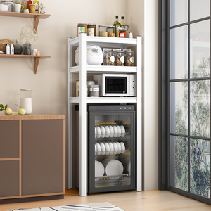 2024新款下空厨房三层置物架消毒柜小冰箱上方储物架子烤箱微波炉