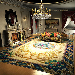 木兰进口羊毛别墅卧室客厅茶几毯奢华欧式美式手工长方形家用地毯