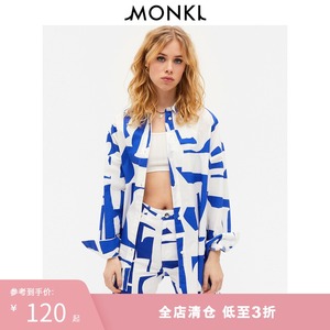 MONKI2022春季新款POLO领彩色不规则条纹欧美风女士