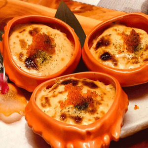 日本式创意料理陶瓷餐具螃蟹壳芝士焗蟹宝盛器大闸蟹碟子小前菜碟