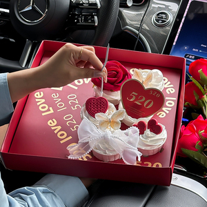 520情人节纸杯蛋糕装饰盒子手提打包盒仿真玫瑰花装扮插件配件