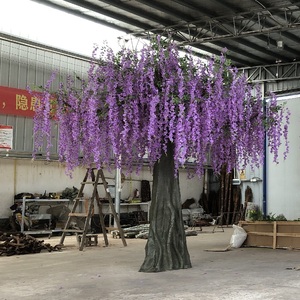 紫藤花仿真树装饰造景假花树水泥树室内玻璃钢紫藤花树仿真大树