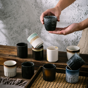日式复古陶瓷茶杯水杯和风茶杯清酒酒杯寿司料理餐厅餐具小杯子