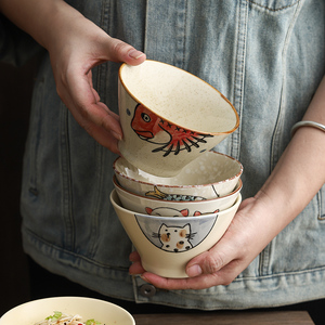 日式碗瓷碗饭碗家用吃饭陶瓷碗5英寸米饭碗小碗糖水甜品碗微波炉