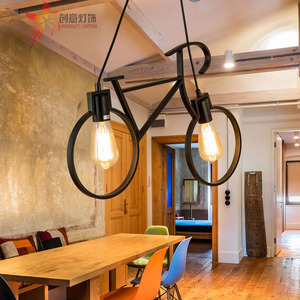 工业风灯具铁艺复古咖啡厅餐厅吧台创意个性艺术酒吧自行车吊灯