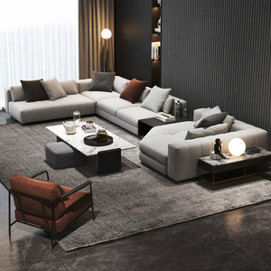 Freeman 意式极简真皮沙发别墅轻奢现代风客厅转角布艺沙发大户型
