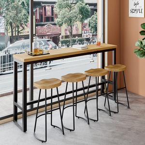 阳台吧台桌简易客厅靠墙窄桌子家用长条桌酒吧奶茶店桌椅实木高脚