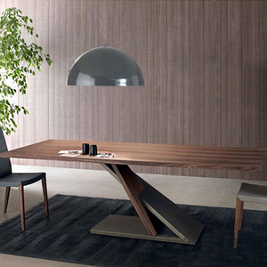 北欧实木书桌现代简约办公桌loft设计师创意餐桌咖啡桌铁艺会议桌