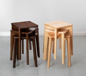 原创小众设计款北欧餐厅客厅家具实木方凳简约时尚原木可重叠餐凳