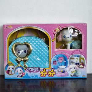 韩国miniworld蓝色装扮手提包狗仿真玩偶儿童小女孩玩具生日礼物