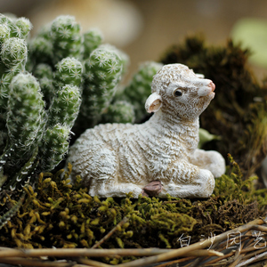 外贸出口原单绵羊微景观儿童房花园桌面动物摆件树脂装饰品礼品