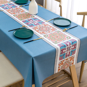桌布防水防油免洗防烫pvc民族风餐桌台布中式茶几桌垫长方形方桌