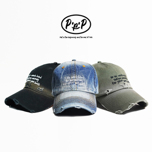 韩国设计师品牌PPP棒球帽鸭舌帽个性做旧水洗深顶帽子单宁时尚潮