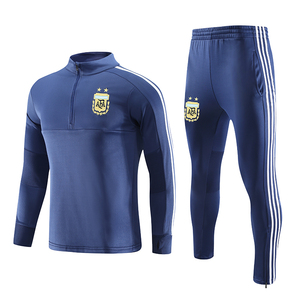 阿根廷足球训练服长袖套装定制秋冬皇马比赛球衣印字收腿裤