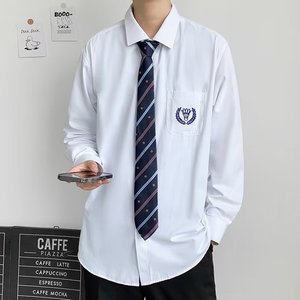 学院风长袖白衬衫男女春秋日系潮流情侣dk制服衬衣配领带学生班服