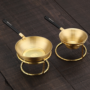日式铜制黄铜茶漏茶滤创意纯铜过滤网功夫茶具配件手工茶隔漏斗