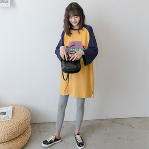 孕妇秋装时尚套装 韩国休闲字母时尚长袖T恤上衣+打底裤两件套