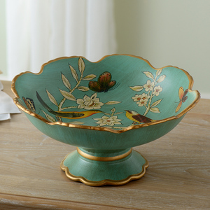 美式陶瓷水果盘摆件创意欧式果盘套装客厅茶几摆件家居装饰品果盆