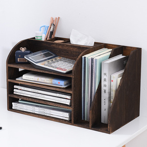书架桌上学生小书柜子办公收纳桌面置物架实木架子书桌书橱储物架