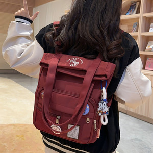 帆布包女单肩包日系简约大容量手提袋拎书袋上课包学生托特补习袋