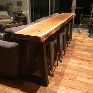 实木靠墙吧台桌家用窄桌子客厅沙发长条高脚桌隔断柜长条桌椅组合