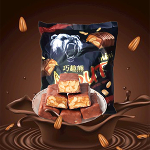 俄罗斯进口零食KDV巧克力花生糖果巧趣熊夹心糖过年特产拉丝糖