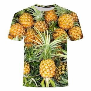 春夏季新款 清凉水果菠萝图案3D数码印花短袖男女休闲时尚圆领T恤