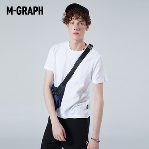M-GRAPH卓卡潮牌男装夏季时尚简约纯色纯棉T恤圆领短袖T恤上衣男