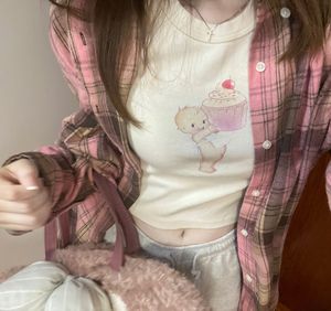 Brandy Girl BM粉色中长款古着格子衬衫女设计感小众防晒外套