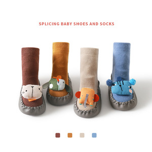 秋冬新款宝宝地板袜可爱公仔婴儿学步袜皮底防滑儿童早教袜子